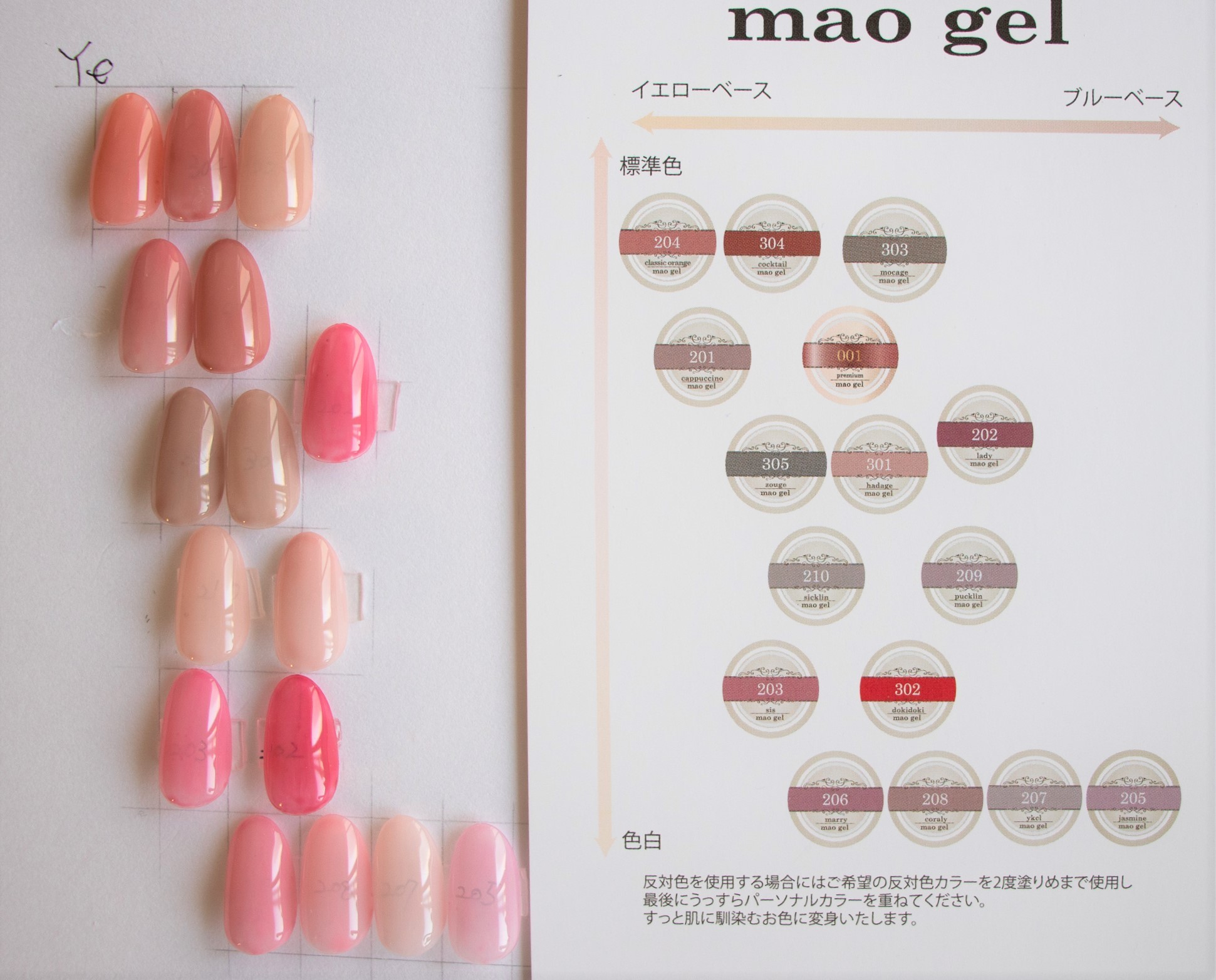 maogel の 肌色別分布図 - 札幌 大人の隠れ家ネイルサロン ネイル５