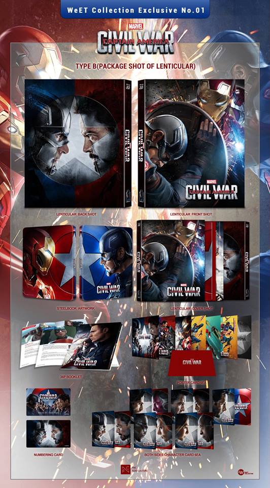 The Captain America: Civil War korea weetcollection steelbook Lenticular シビル・ウォー/キャプテン・アメリカ 韓国 スチールブック レンチキュラー