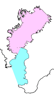 浦賀水道の範囲（水色の部分）